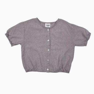 Blouse taupe-mauve en lin et rayonne 2-3Y