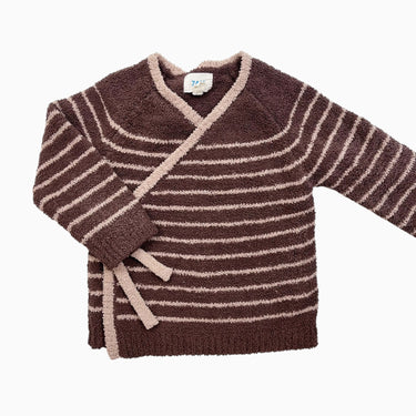 Cardigan chocolat à rayures latté en peluche 12-18M