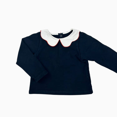 Pull à col festonné marine 18M