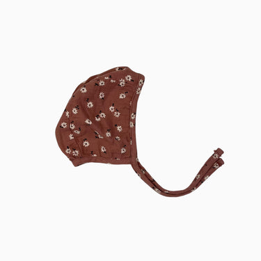 Bonnet terracotta fleuri en mousseline 6-12M