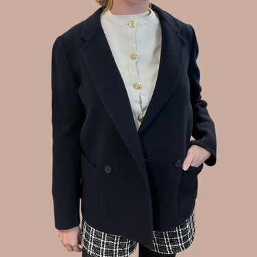 Veste blazer marine profond en feutre fait en Italie pour femmes T.3 fit S-M