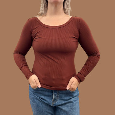 Chandail brique en rayonne et spandex pour femmes M