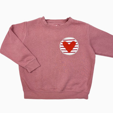 Pull rose coeur coton ouaté S 6-7Y