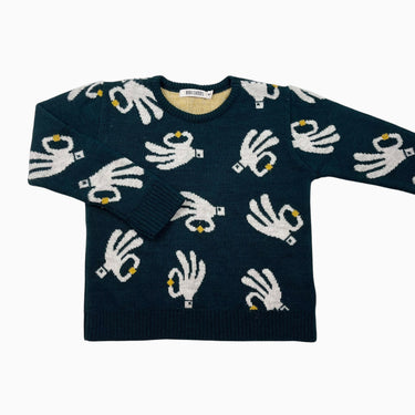 Pull vert en tricot acrylique,laine et nylon 4-5Y