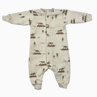 Combi beige en coton ouaté et poly à imprimé voitures festives 0-3M