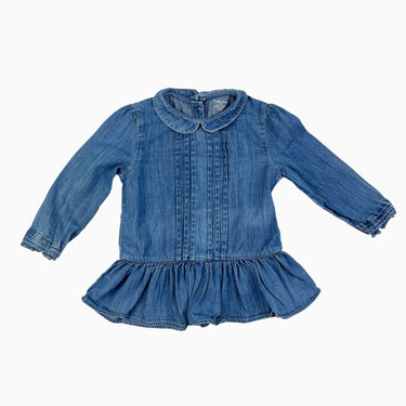 Robe style tunique à col claudine en coton chambray 24M