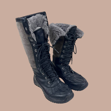 Bottes d'hiver olive en suède et cuir doublées en mouton pour femmes 8US
