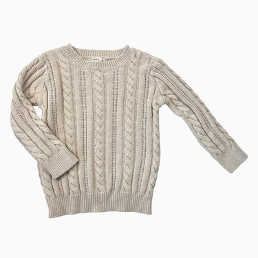 Pull crème en tricot de coton torsadé 8Y