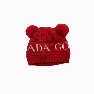 Tuque rouge en tricot de laine doublée en polar avec pompons OS (42-48cm)