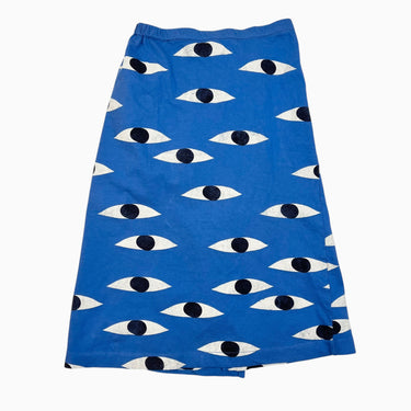 Jupe bleue en coton à imprimé yeux 6-7Y