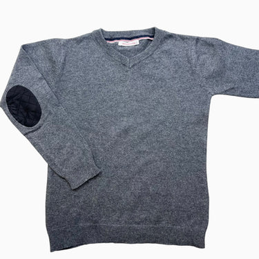 Pull gris en tricot et col en V 8Y