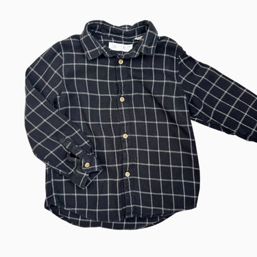 Chemise noire en flanelle quadrillée 4-5Y