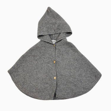 Cape à capuchon grise en tricot de cachemire 24M