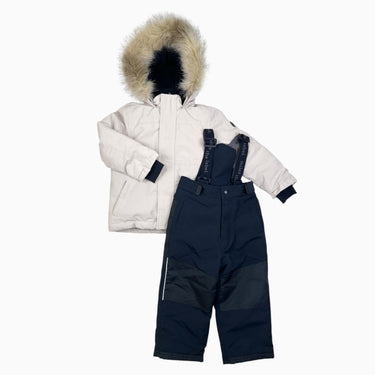 Manteau d'hiver avoine avec salopette noire 3Y
