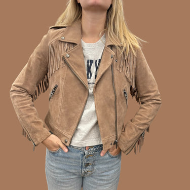 Veste marron en vrai suède pour femmes S