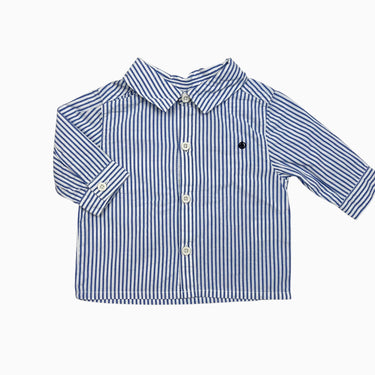 Chemise en coton rayée bleue 6M