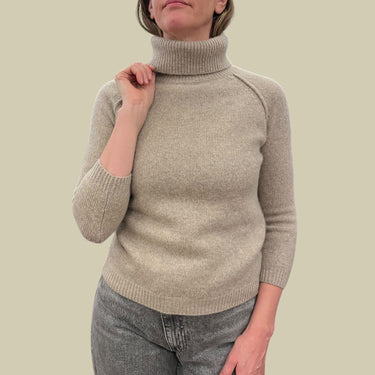 Pull à col roulé taupe en cachemire pour femmes S