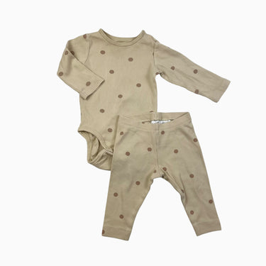 Cache-couche avec legging jaune à pois côtelé 6-9M
