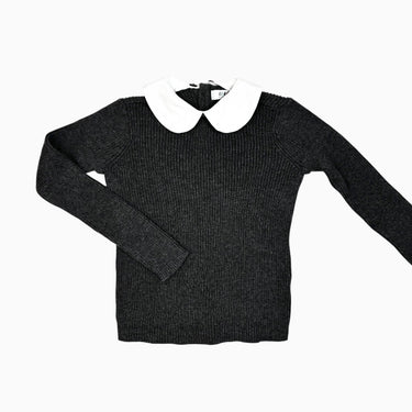 Chandail à col claudine anthracite côtelé 4Y