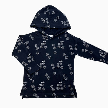 Pull à capuchon noir 'ballons de basket' 8Y