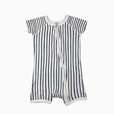 Combi short en coton bio rayé marine 12-18M