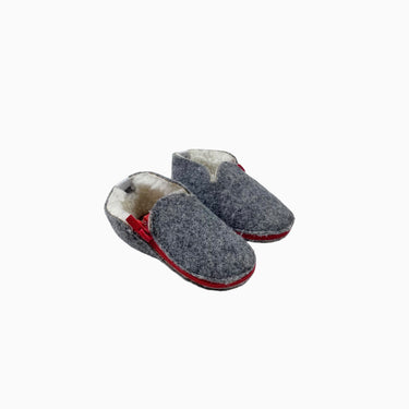 Pantoufles grises en laine doublé mouton 10CM 3-6M