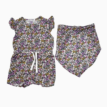 Ensemble combi short et bandana fleuri 6M