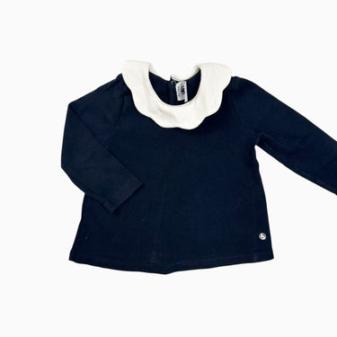 Chandail marine col pétal 12M