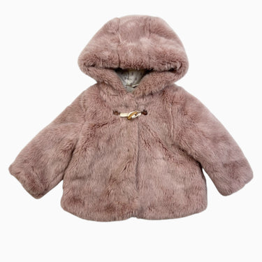 Manteau vieux-rose en peluche 9-12M