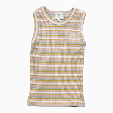 Camisole rose à rayures côtelée 6-12M
