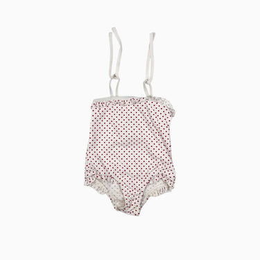 Maillot blanc à pois rouges 6M