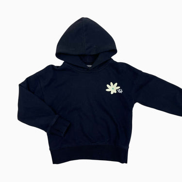 Pull à capuchon noir 'fleur' 6Y