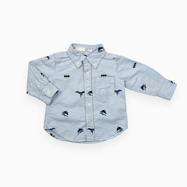 Chemise bleu ciel en coton piqué à imprimé batman 12-18M