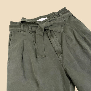 Pantalon vert ceinturé en coton pour femmes 25US