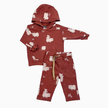 Ensemble pull et jogger terracotta 'oursons' 6-9M