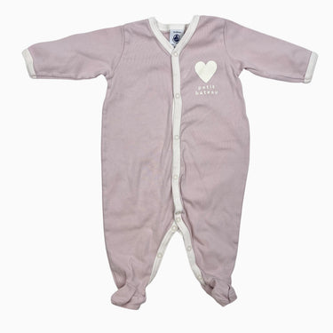 Pyjama rose pâle en coton à imprimé coeur blanc poitrine 3M