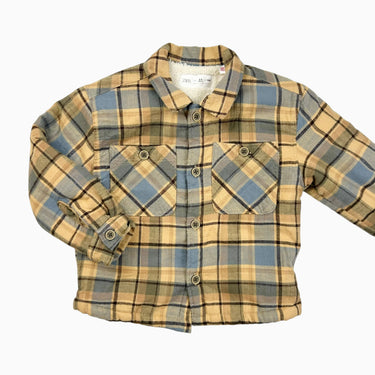 Veste style surchemise carreautée jaune doublée en peluche 3-4Y