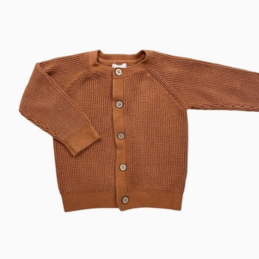 Cardigan caramel en coton gaufré 9-12M
