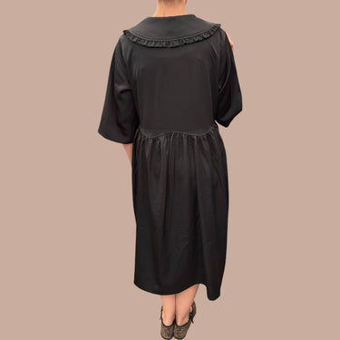 Robe à col claudine noire en poly pour femmes L/XL