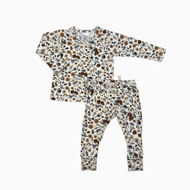 Pyjama vanille fleuri en coton et spandex 3-6M