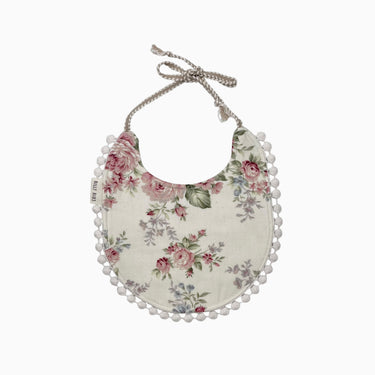 Bavoir en lin naturel et coton floral 3-12M