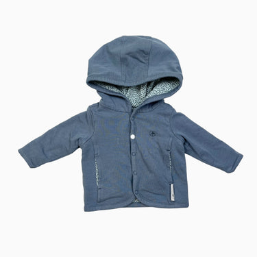 Veste à capuchon sauge à pois réversible NB