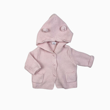 Veste à capuchon rose en tricot 0-3M