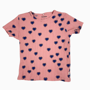 T-shirt rose côtelé coeur 7-9Y