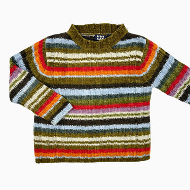 Pull à rayures colorées en velours 'chenille' 128CM 8Y
