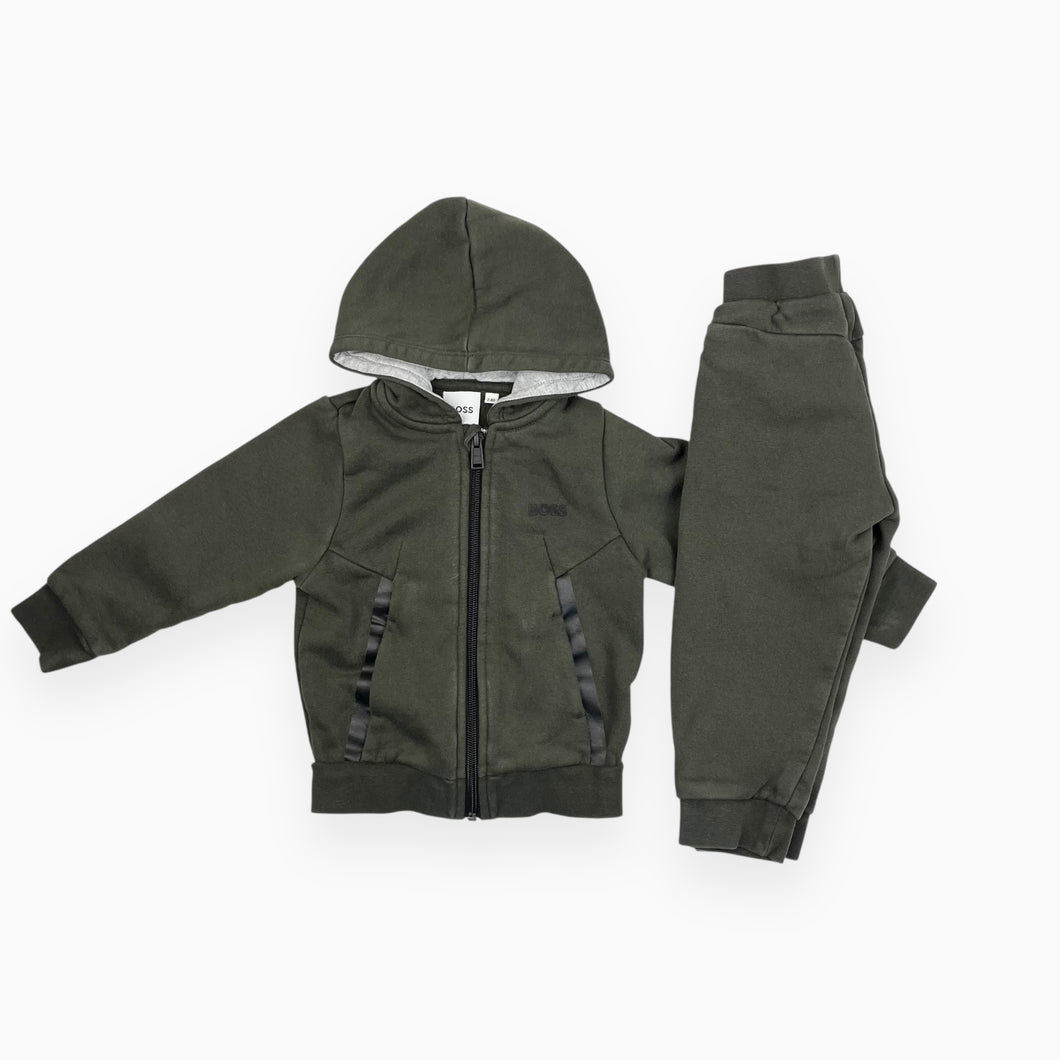 Ensemble veste à capuchon et pantalon de jogging vert olive en coton et poly 2Y