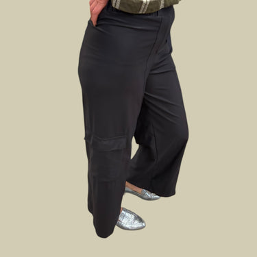Pantalon 'cargo' noir satiné pour femmes S