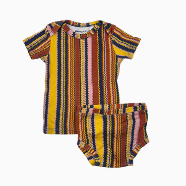 Ensemble t-shirt et bloomer à rayures ziz-zag 0-6M