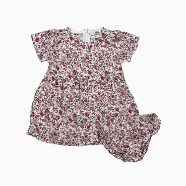 Robe avec bloomer blanche fleurie en viscose 6-9M