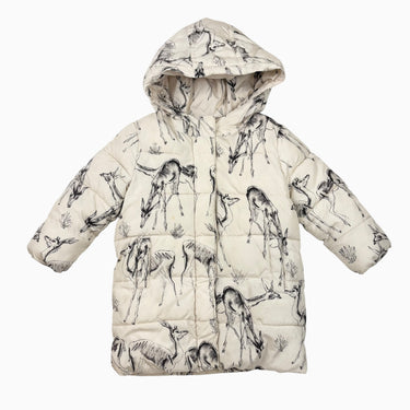 Manteau style puffer à capuchon à imprimé biches 3Y